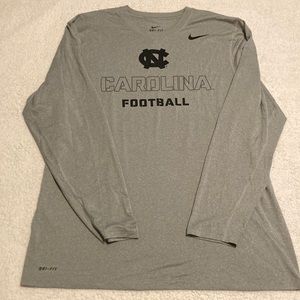 Nike NFL DriFit North Carolina University Football Tar Heels gray shirt Size XL